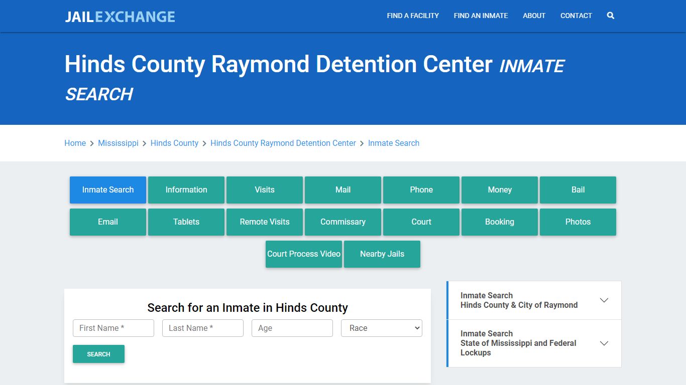 Hinds County Raymond Detention Center Inmate Search - Jail Exchange